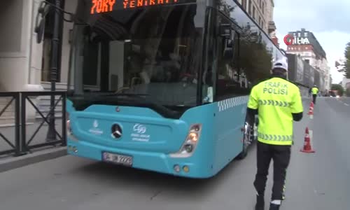 Taksim’de Toplu Taşıma Araçlarında Korona Virüs Denetimi