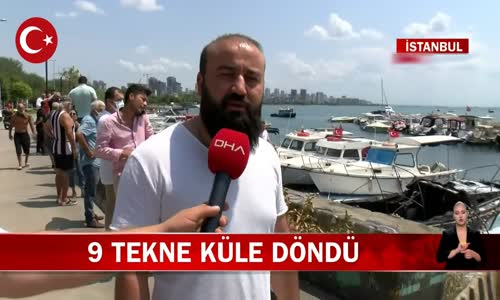 İstanbul Maltepe Sahilinde 9 Tekne Yandı Küle Döndü! İşte Görüntüler