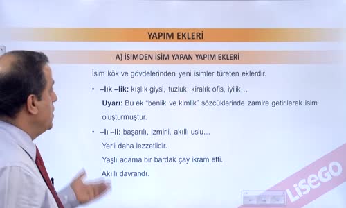 EBA TÜRKÇE LİSE SÖZCÜKTE YAPI-YAPIM EKLERİ-İSİMDEN İSİM YAPAN YAPIM EKLERİ