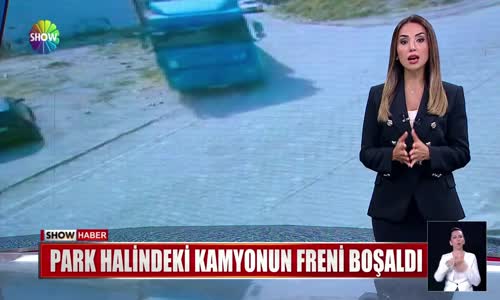 Park halindeki kamyonun freni boşaldı