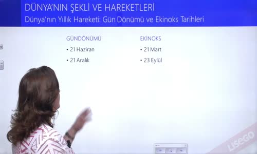 EBA COĞRAFYA LİSE - DÜNYANIN HAREKETİ - DÜNYANIN YILLIK HAREKETİ ; GÜN DÖNÜMÜ VE EKİNOKS TARİHLERİNİN ORTAK ÖZELLİKLERİ