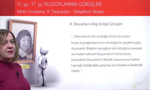 EBA FELSEFE LİSE MS 15.YY-MS 17.YY FELSEFESİ - METİN İNCELEMESİ-R.DESCARTES-FELSEFENİN İLKELERİ 1