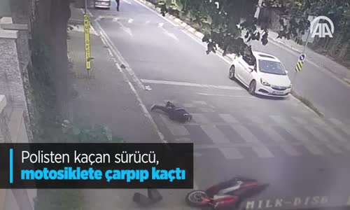 Polisten Kaçan Sürücü Motosiklete Çarpıp Kaçtı