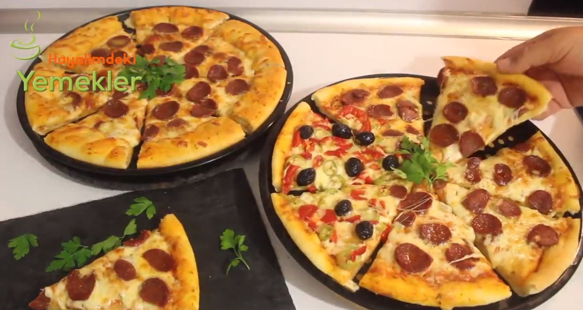 Muhteşem Hamuruyla Sucuklu Pizza Nasıl Yapılır Kenarı Dolgulu Pizza Tarifi 