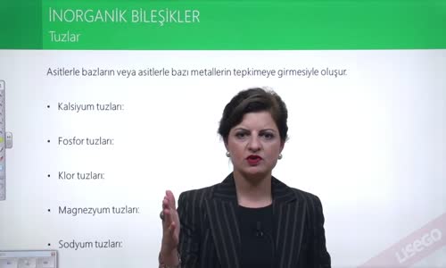 EBA BİYOLOJİ LİSE - CANLILARIN YAPISINDA BULUNAN TEMEL BİLEŞİKLER - İNORGANİK BİLEŞİKLER - TUZLAR