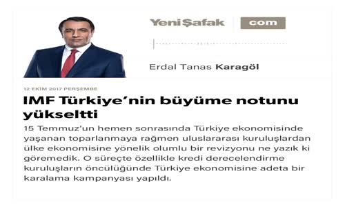 IMF Türkiye’nin Büyüme Notunu Yükseltti - Erdal Tanas Karagöl