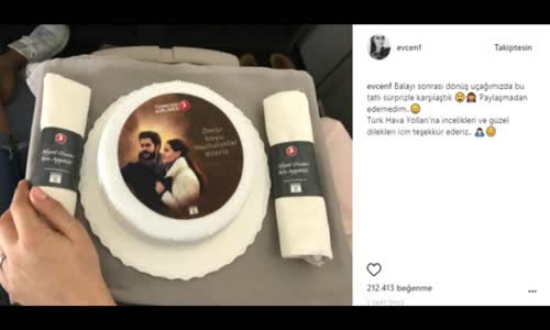 Fahriye Evcen ve Burak Özçivit Balayı Dönüşü THY Uçağında Süpriz