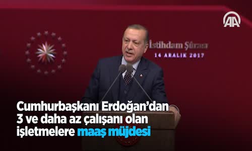 Cumhurbaşkanı Erdoğan'dan 3 Ve Daha Az Çalışanı Olan İşletmelere Maaş Müjdesi