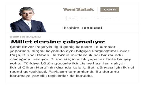 Millet Dersine Çalışmalıyız