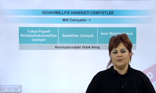 EBA T.C. İNKILAP TARİHİ VE ATATÜRKÇÜLÜK  LİSE - MİLLİ MÜCADELE HAZIRLIKLARI - KUVAYIMİLLİYE HAREKETİ; CEMİYETLER - MİLLİ CEMİYETLER I