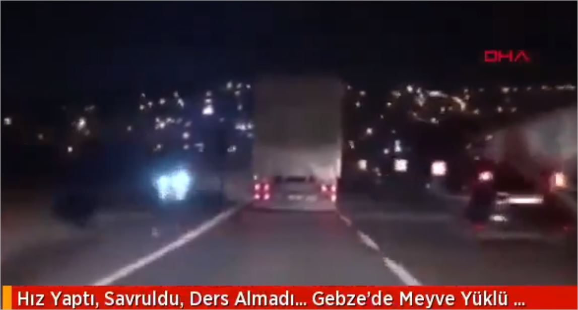 Kamyonu Devirmek İçin Elinden Geleni Yapan Sürücü