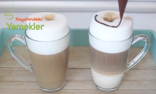 Kahve Makinesi Olmadan 3 Katı Belli Olan Bol  Süt Köpüklü Latte Macchiato Kahve 