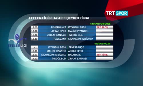 Efeler Ligi Play-Off Çeyrek Final Eşleşmeleri