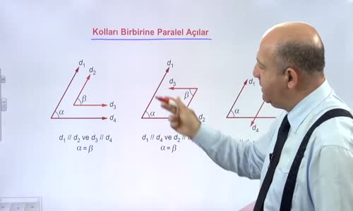 EBA GEOMETRİ LİSE  PARALEL İKİ DOĞUNUN BİR KESENİN YAPTIĞI AÇILAR -KOLLARI BİRBİRİNE PARALEL AÇILAR