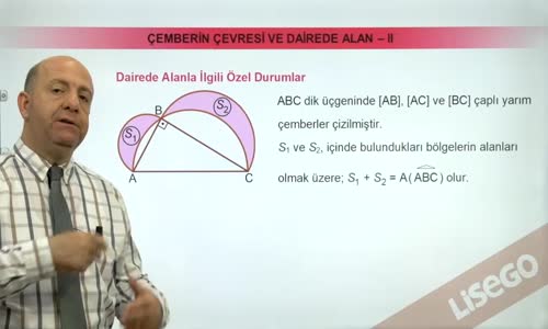 EBA GEOMETRİ LİSE ÇEMBER -DAİREDE ALANLA İLGİLİ ÖZEL DURUMLAR