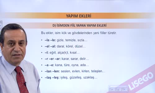 EBA TÜRKÇE LİSE SÖZCÜKTE YAPI-YAPIM EKLERİ-İSİMDEN FİİL YAPAN YAPIM EKLERİ