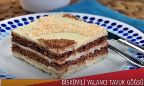 Yalancı Tavuk Göğsü ile Bisküvili Pasta Yapımı 