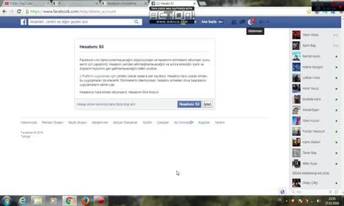 Facebook Hesabı Silme