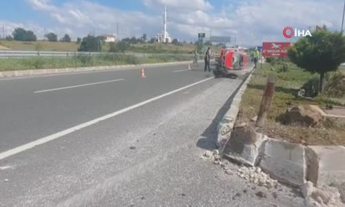 Kaza yapan aracın motoru 50 metre fırladı 