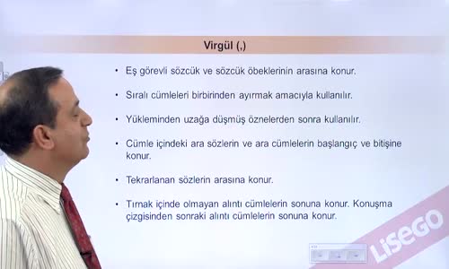 EBA TÜRKÇE LİSE NOKTALAMA İŞARETLERİ - VİRGÜLÜN KULLANILDIĞI YERLER