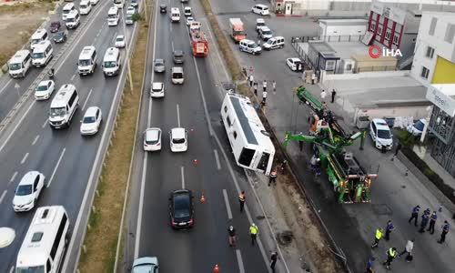 Pendik'te Yolcu Otobüsü Yan Yattı; 1 Ağır 11 Yaralı