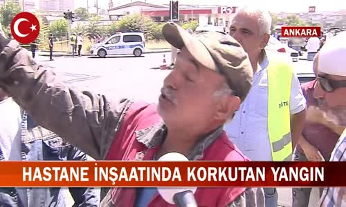 Ankara'da Özel Hastane İnşaatında Yangın Çıktı! İşte Görüntüler