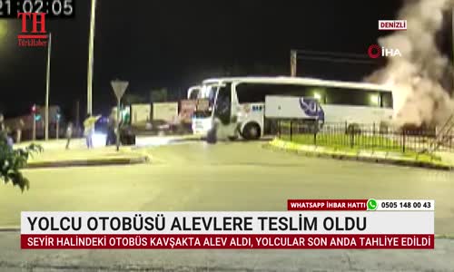 YOLCU OTOBÜSÜ ALEVLERE TESLİM OLDU