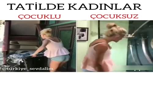 Tatilde Kadınlar Çocuklu-Çocuksuz