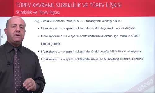 EBA MATEMATİK 2  LİSE 4 TÜREV- SÜREKLİLİK VE TÜREV İLİŞKİSİ