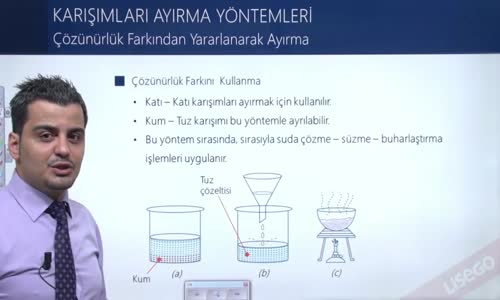 EBA KİMYA LİSE - KARIŞIMLAR - AYIRMA VE SAFLAŞTIRMA TEKNİKLERİ - ÇÖZÜNÜRLÜK FARKINDAN YARARLANARAK AYIRMA