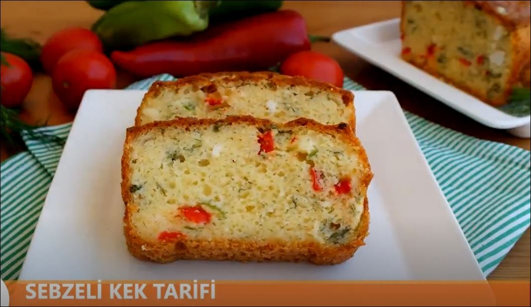 Sebzeli ve Peynirli Kahvaltı Kek Tarifi 