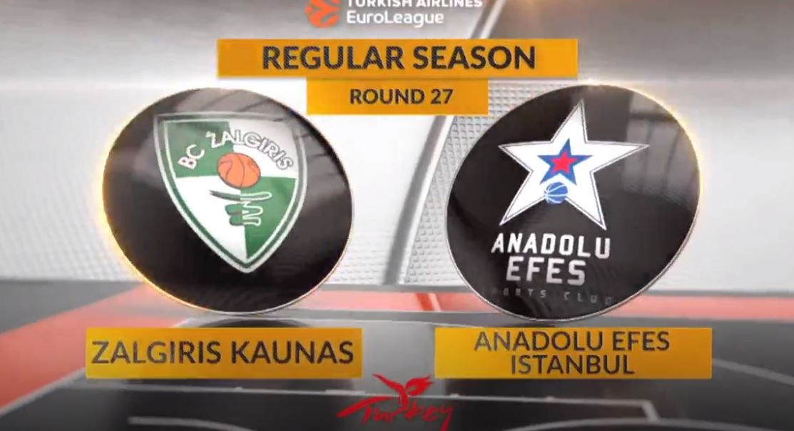 Zalgiris Kaunas 68-76 Anadolu Efes - Maç Özeti izle (22 Mart 2017)