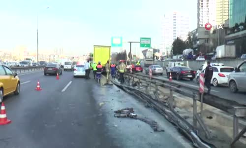 Basın Ekspres yolunda feci kaza- Bariyer ok gibi saplandı 