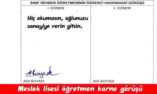 En Komik Öğretmen Karne Görüşleri