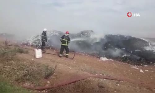 Pamuk yığını alev alev yandı 