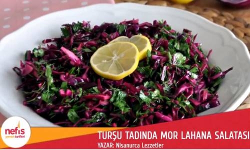 Turşu Tadında Mor Lahana Salatası Yapımı 